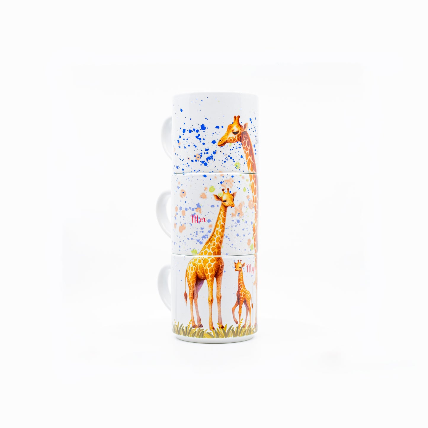 Navnekop - Familie med giraffer - 3 kopper