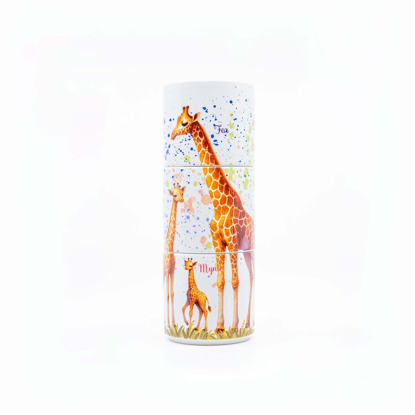 Navnekop - Familie med giraffer - 3 kopper