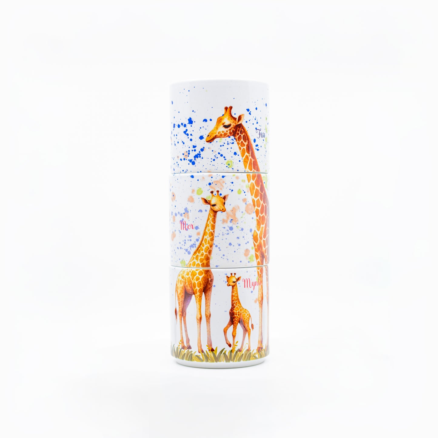 Navnekop - Familie med giraffer - 3 kopper