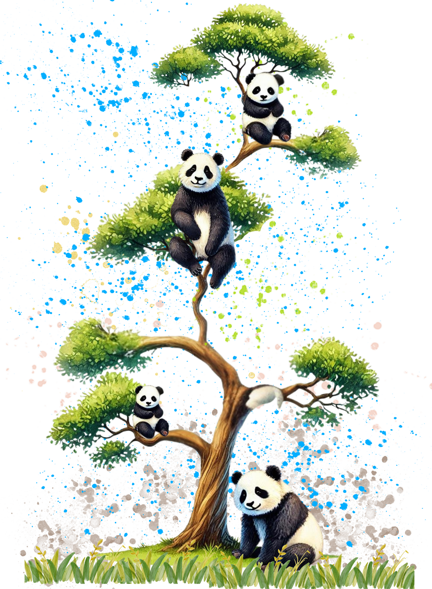 Navnekop - Familie med Pandaer - 4 kopper