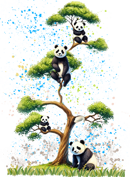 Navnekop - Familie med Pandaer - 4 kopper